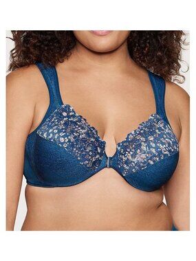 Glamorise Front-Close Wonderwire Bra Blue Bras 44-DD